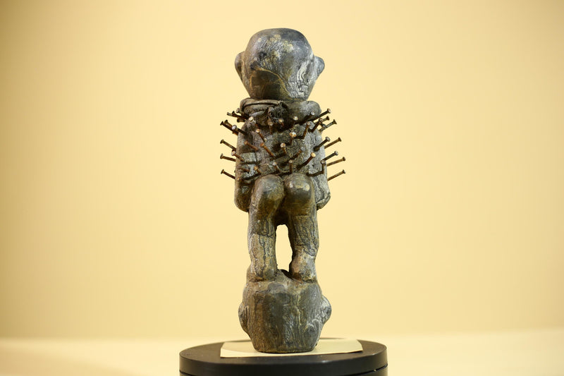 African Tribal Statue Nail Fetish Nkisi Figure Congo Ritual Art Decor-G5850