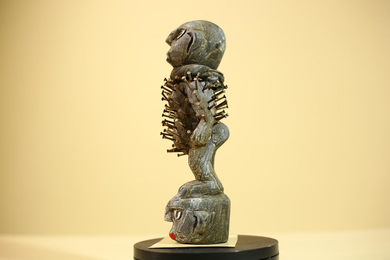 African Tribal Statue Nail Fetish Nkisi Figure Congo Ritual Art Decor-G5850