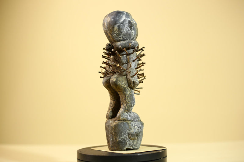 African Tribal Statue Nail Fetish Nkisi Figure Congo Ritual Art Decor-G5850
