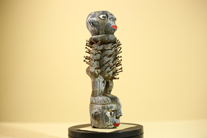 African Tribal Statue Nail Fetish Nkisi Figure Congo Ritual Art Decor-G5850
