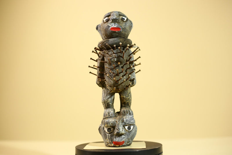 African Tribal Statue Nail Fetish Nkisi Figure Congo Ritual Art Decor-G5850