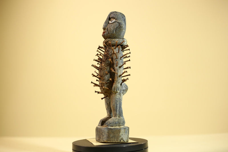 African Tribal Statue Nail Fetish Nkisi Figure Congo Ritual Art Decor-G5851