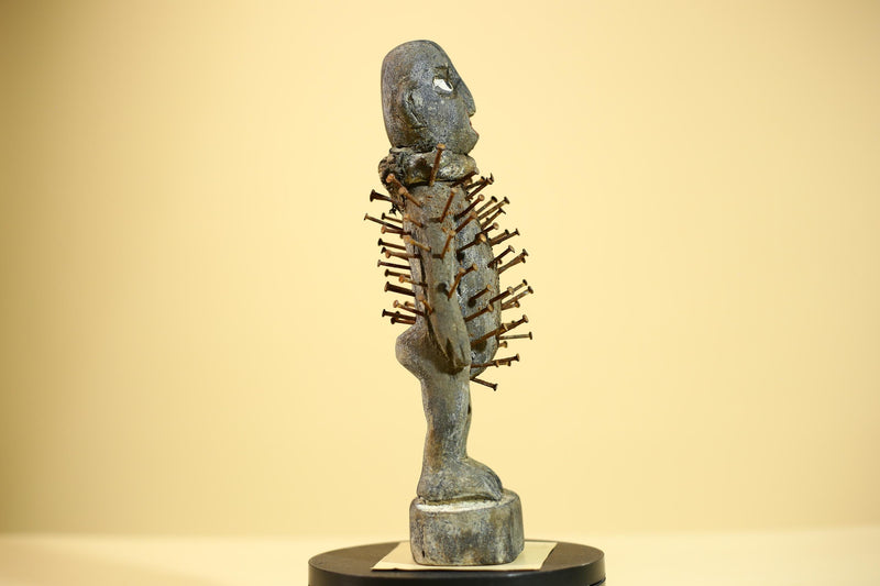 African Tribal Statue Nail Fetish Nkisi Figure Congo Ritual Art Decor-G5851