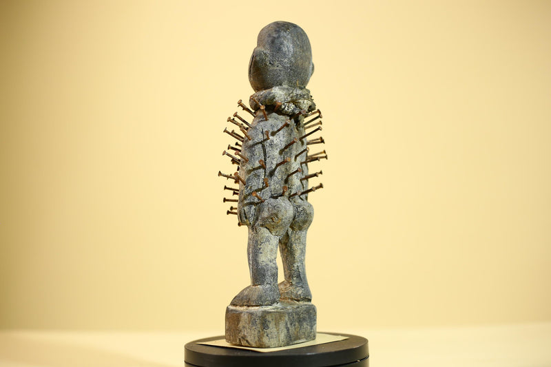 African Tribal Statue Nail Fetish Nkisi Figure Congo Ritual Art Decor-G5851