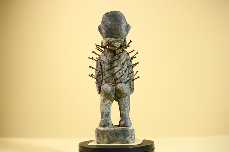 African Tribal Statue Nail Fetish Nkisi Figure Congo Ritual Art Decor-G5851