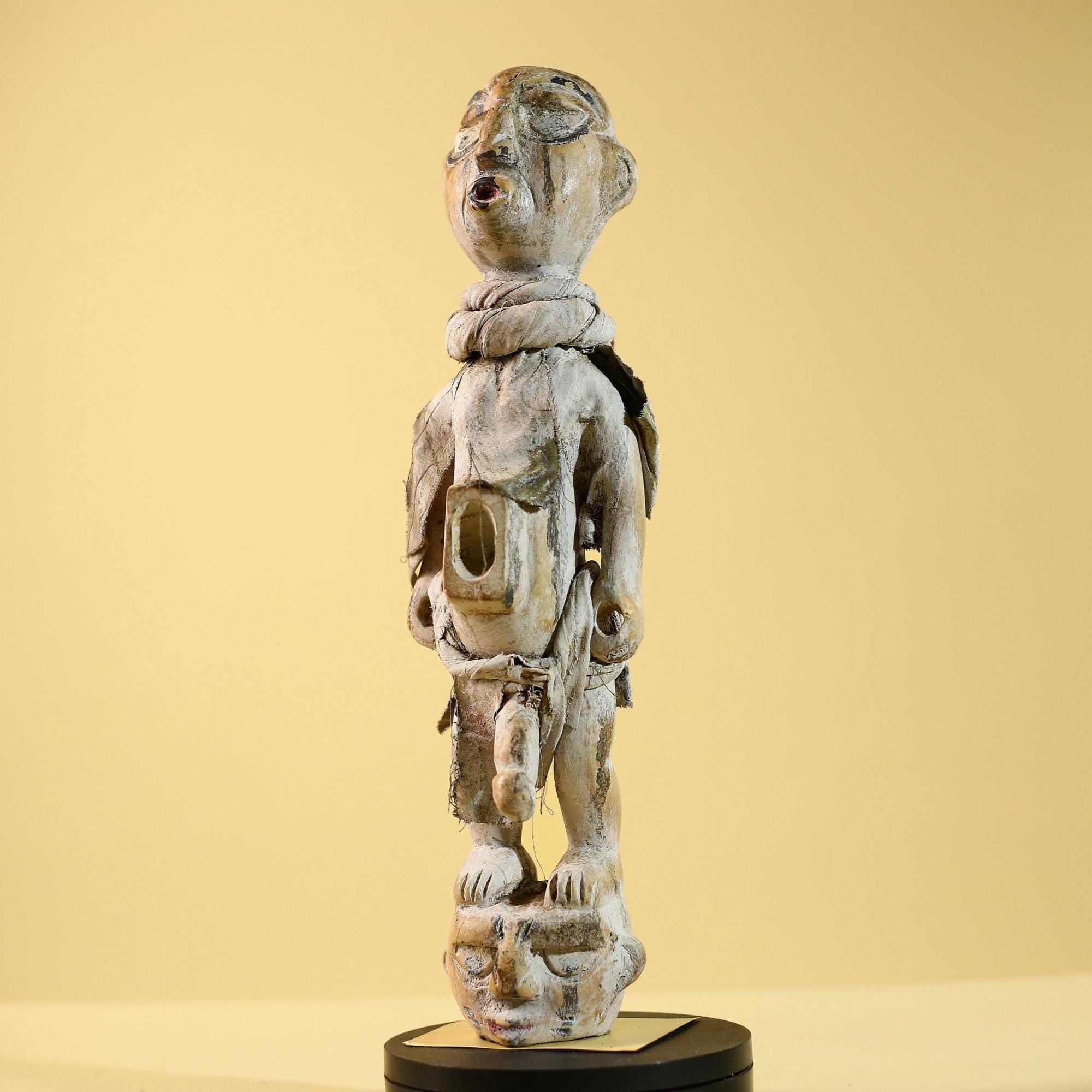 African Tribal Statue Fetish Nkisi Figure Congo Wood Ritual Art Decor-G5852