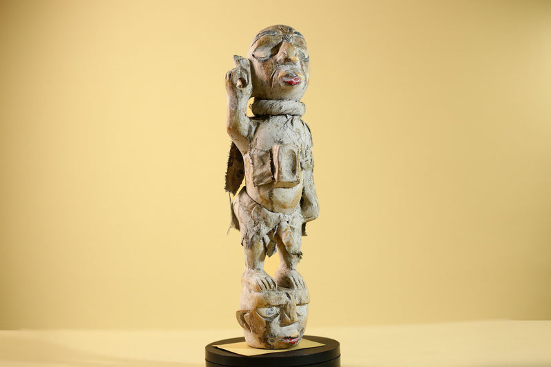 African Tribal Statue Fetish Nkisi Figure Congo Wood Ritual Art Decor-G5853
