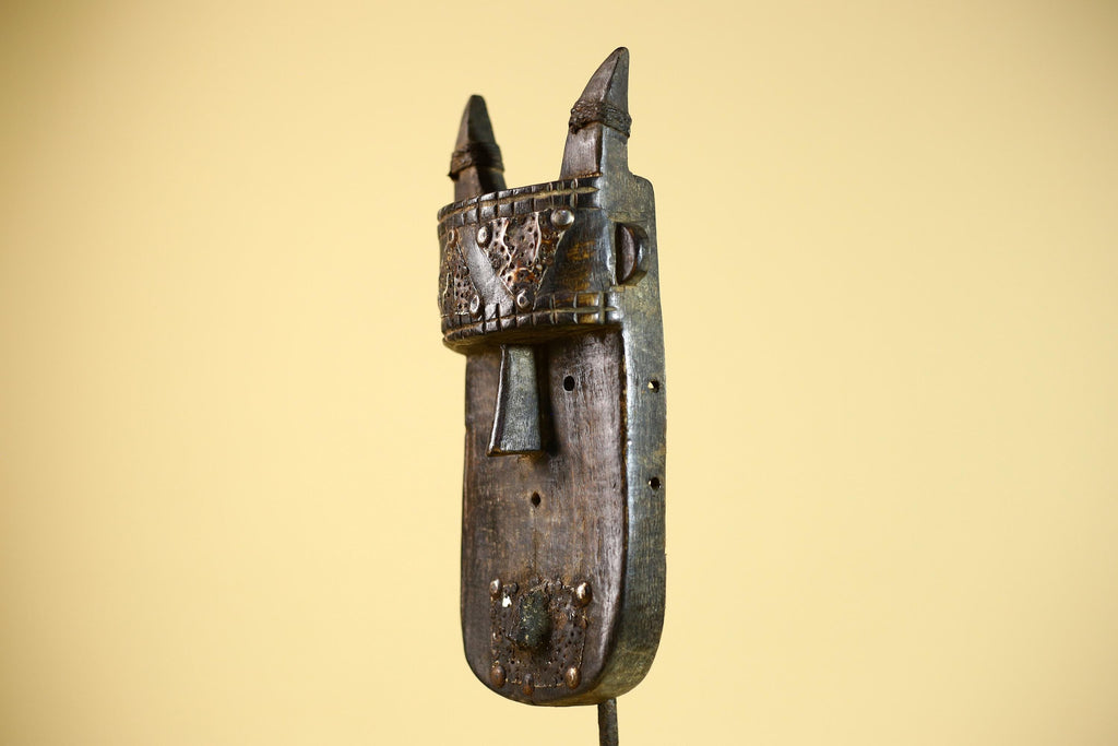 African Tribal Mask Toma Wood Metal Detail Guinea Ritual Wall Art Decor-G5856