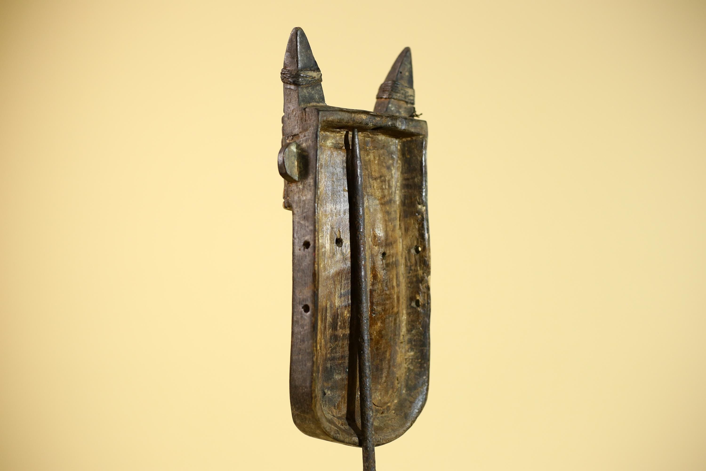 African Tribal Mask Toma Wood Metal Detail Guinea Ritual Wall Art Decor-G5856