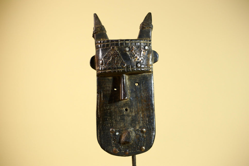African Tribal Mask Toma Wood Metal Detail Guinea Ritual Wall Art Decor-G5856