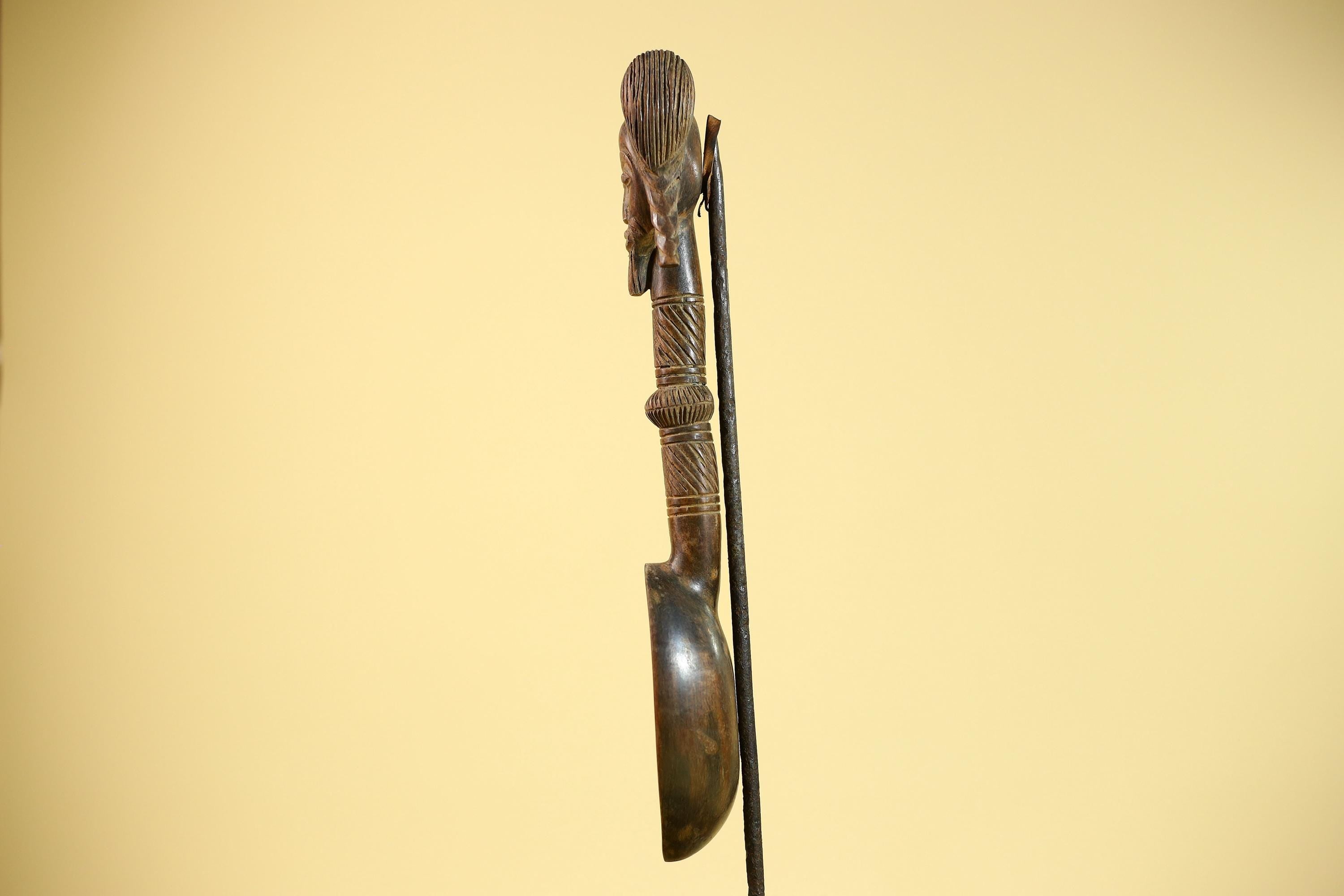 African Baule Spoon Tribal Wood Carving Female Head Côte d’Ivoire Decor-G5861