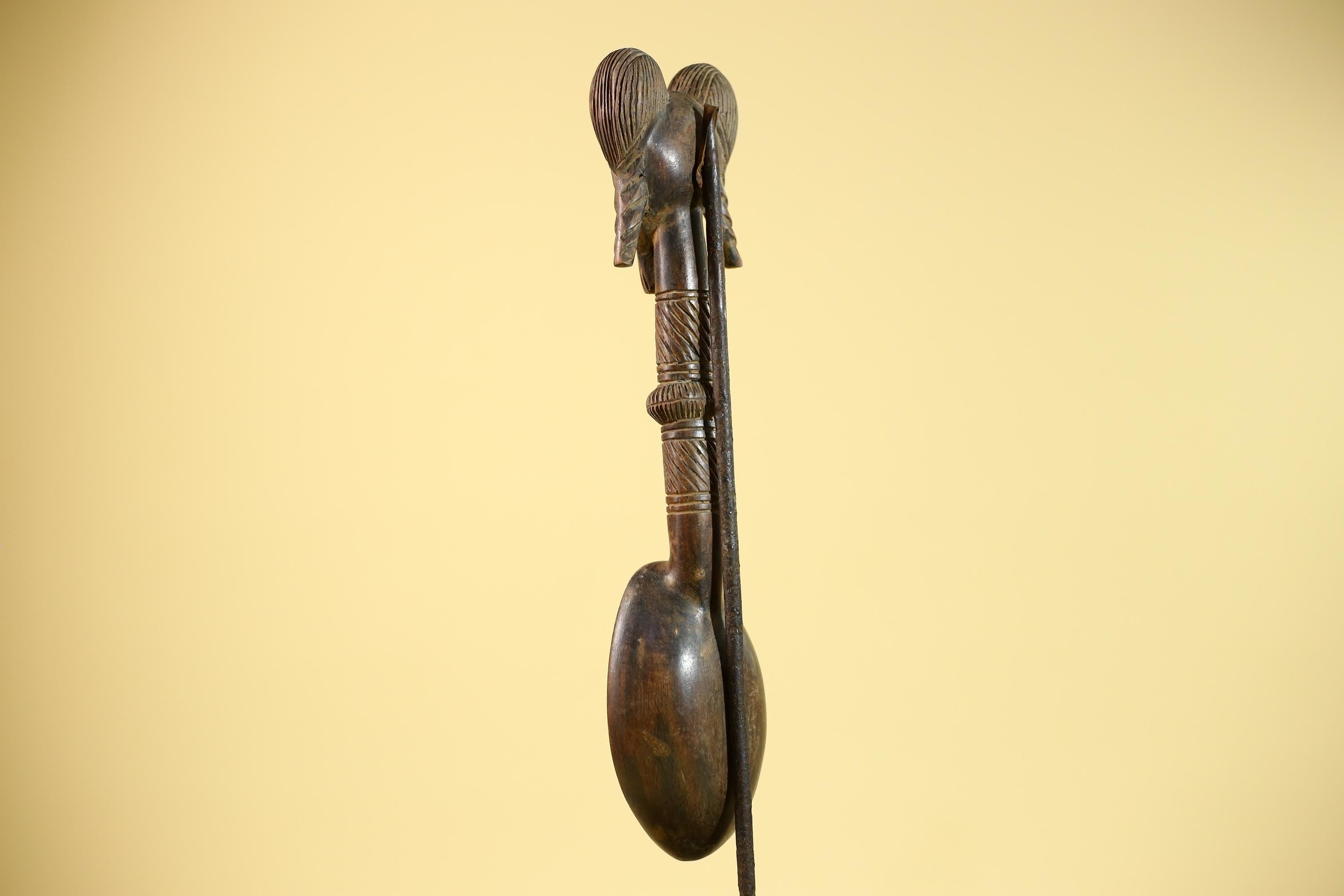 African Baule Spoon Tribal Wood Carving Female Head Côte d’Ivoire Decor-G5861