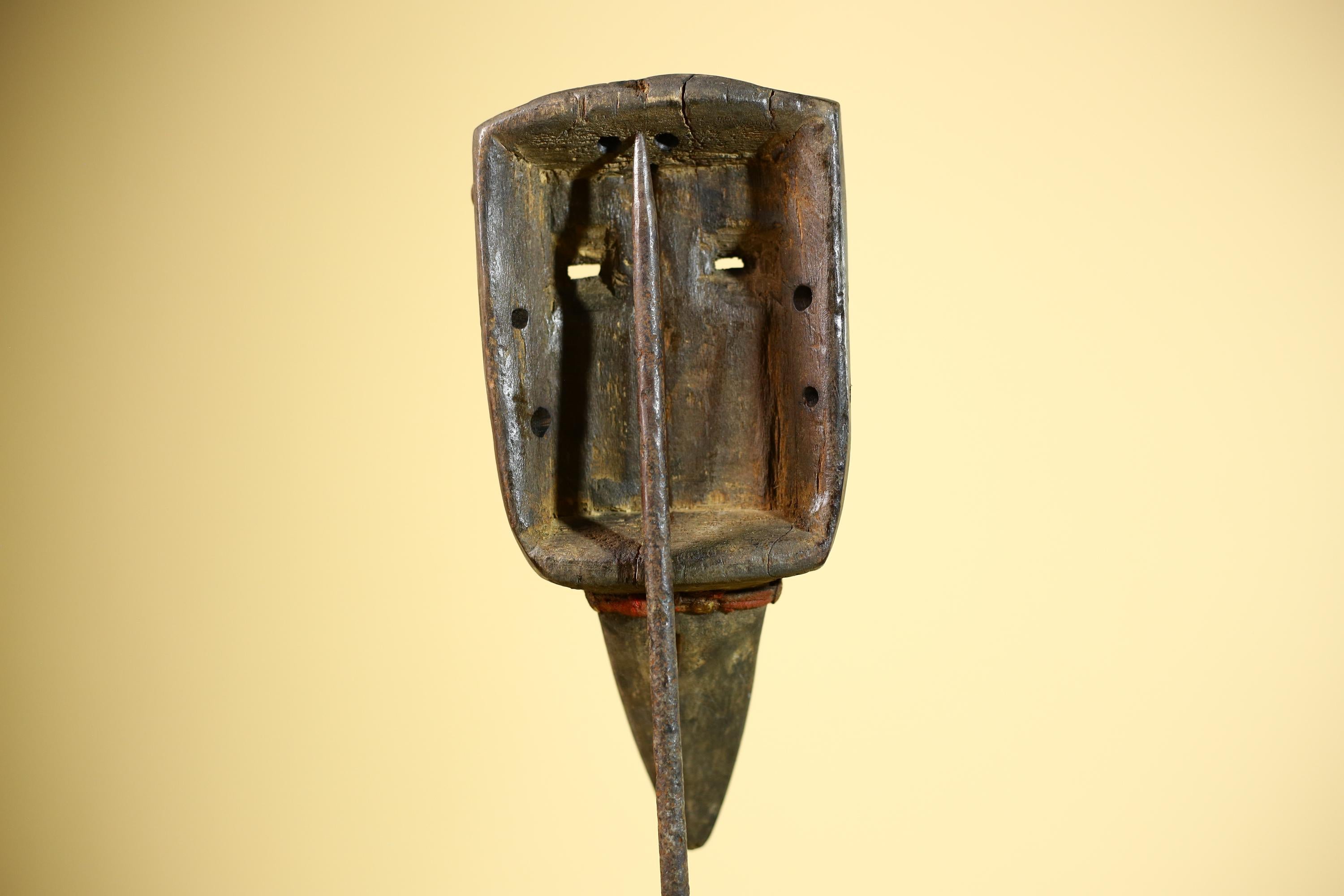 African Dan Mask Bird Beak Brass Inlay Côte d’Ivoire Tribal Wood Art-G5884