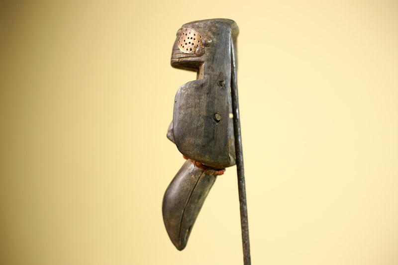 African Dan Mask Bird Beak Brass Inlay Côte d’Ivoire Tribal Wood Art-G5884