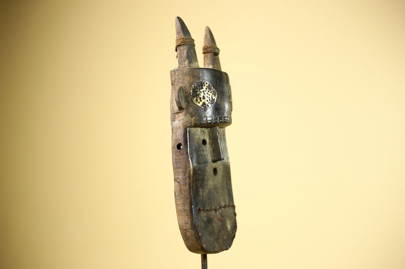 African Dan Mask Double Beak Brass Inlay Côte d’Ivoire Tribal Wood Art-G5886