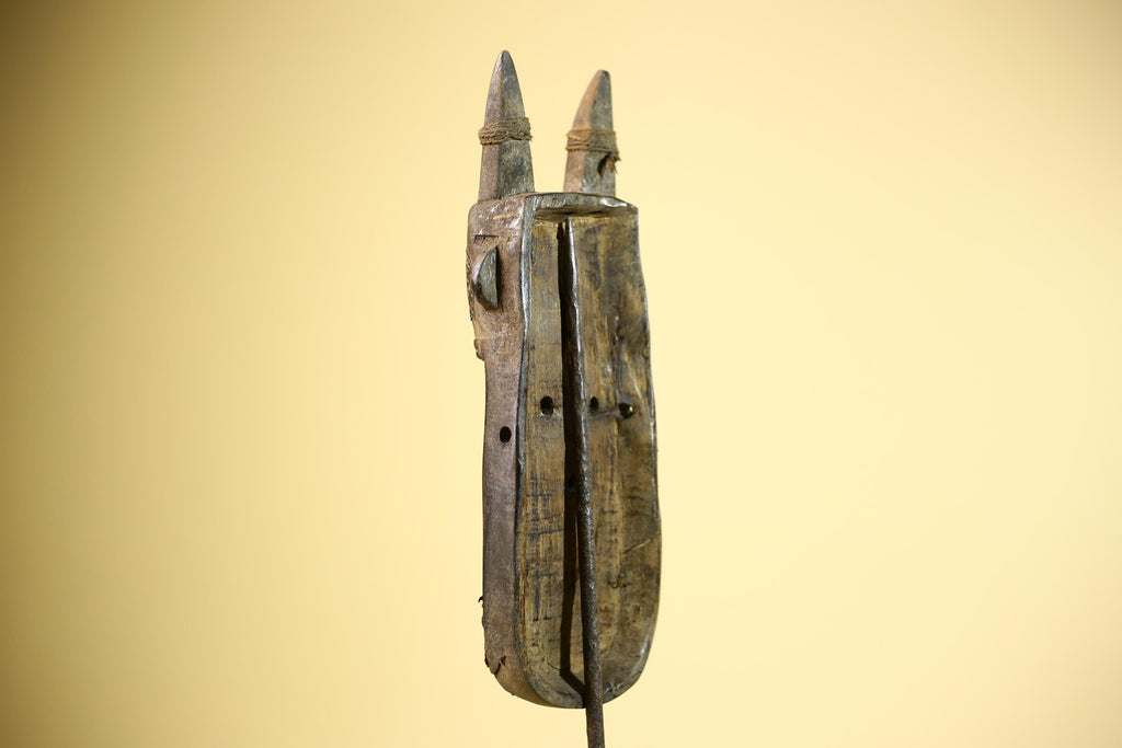 African Dan Mask Double Beak Brass Inlay Côte d’Ivoire Tribal Wood Art-G5886