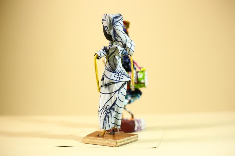 African Tribal Musician and Dancer Statues Handcrafted Cloth Art Home Decor-G5904