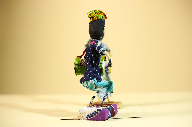 African Tribal Musician and Dancer Statues Handcrafted Cloth Art Home Decor-G5904