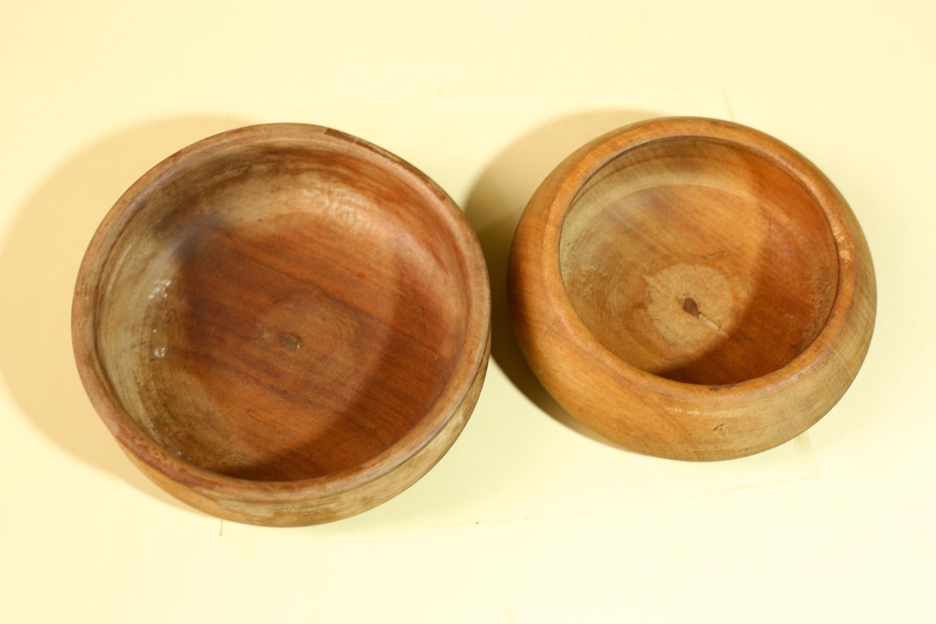 African Handcrafted Wooden Bowls and Plates Set Rustic Tribal Decor-G5907