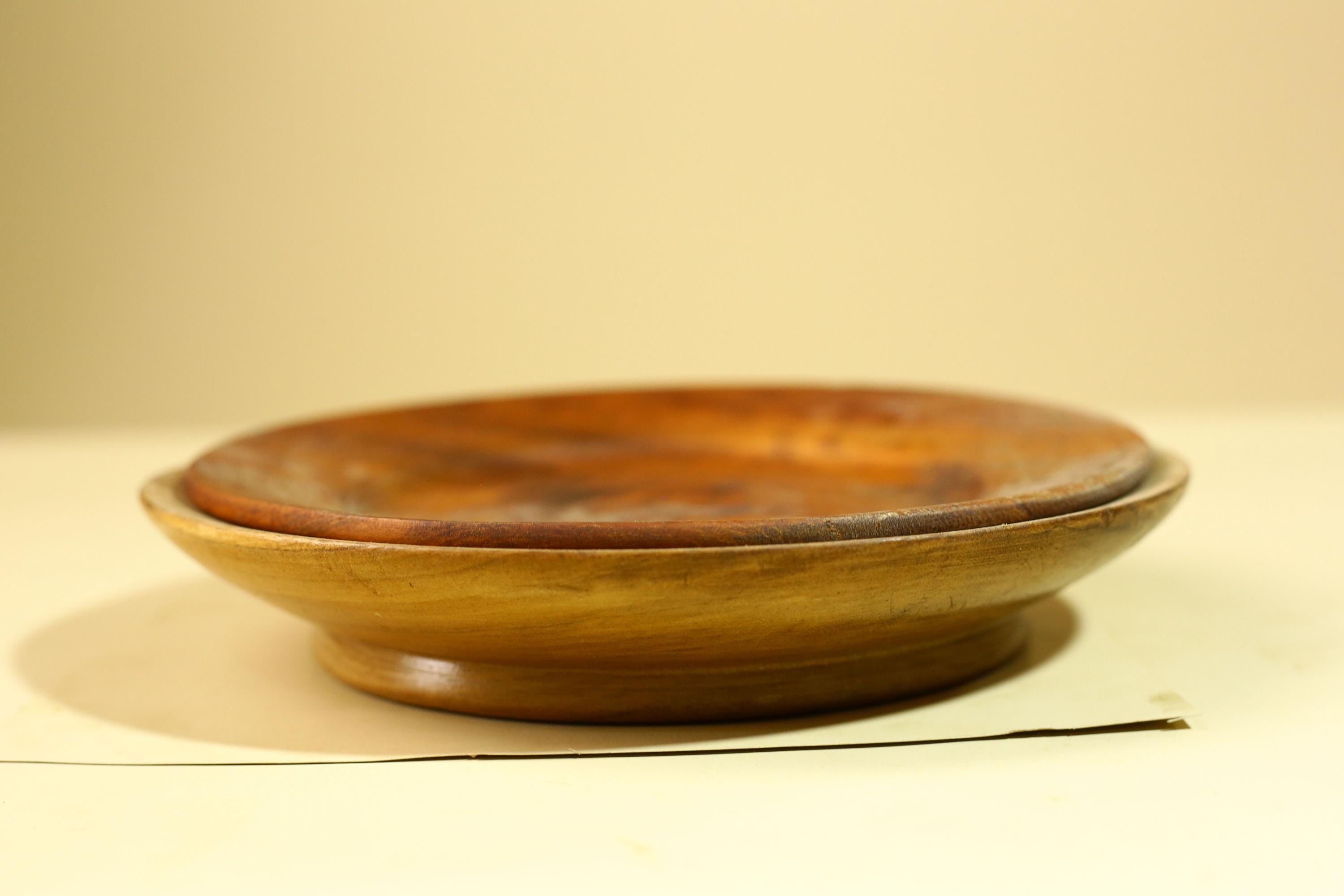 African Handcrafted Wooden Bowls and Plates Set Rustic Tribal Decor-G5908
