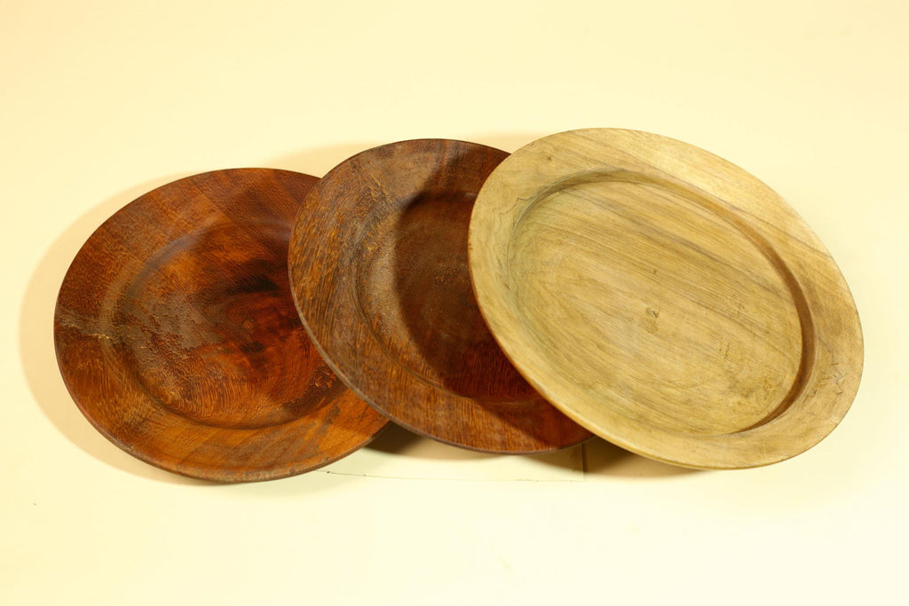 African Handcrafted Wooden Bowls and Plates Set Rustic Tribal Decor-G5908