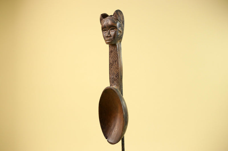 Songye Tribe African Head Sculpture: Hand-Carved Wood Congo Art-G5862