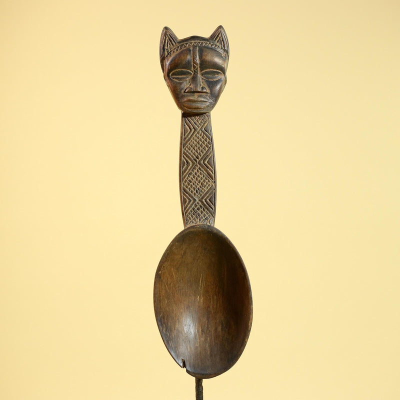 Songye Tribe African Head Sculpture: Hand-Carved Wood Congo Art-G5862