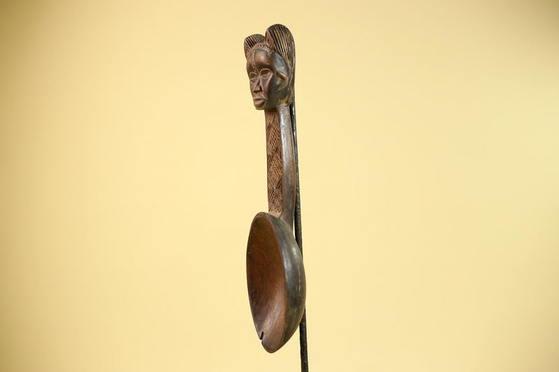 Songye Tribe African Head Sculpture: Hand-Carved Wood Congo Art-G5862