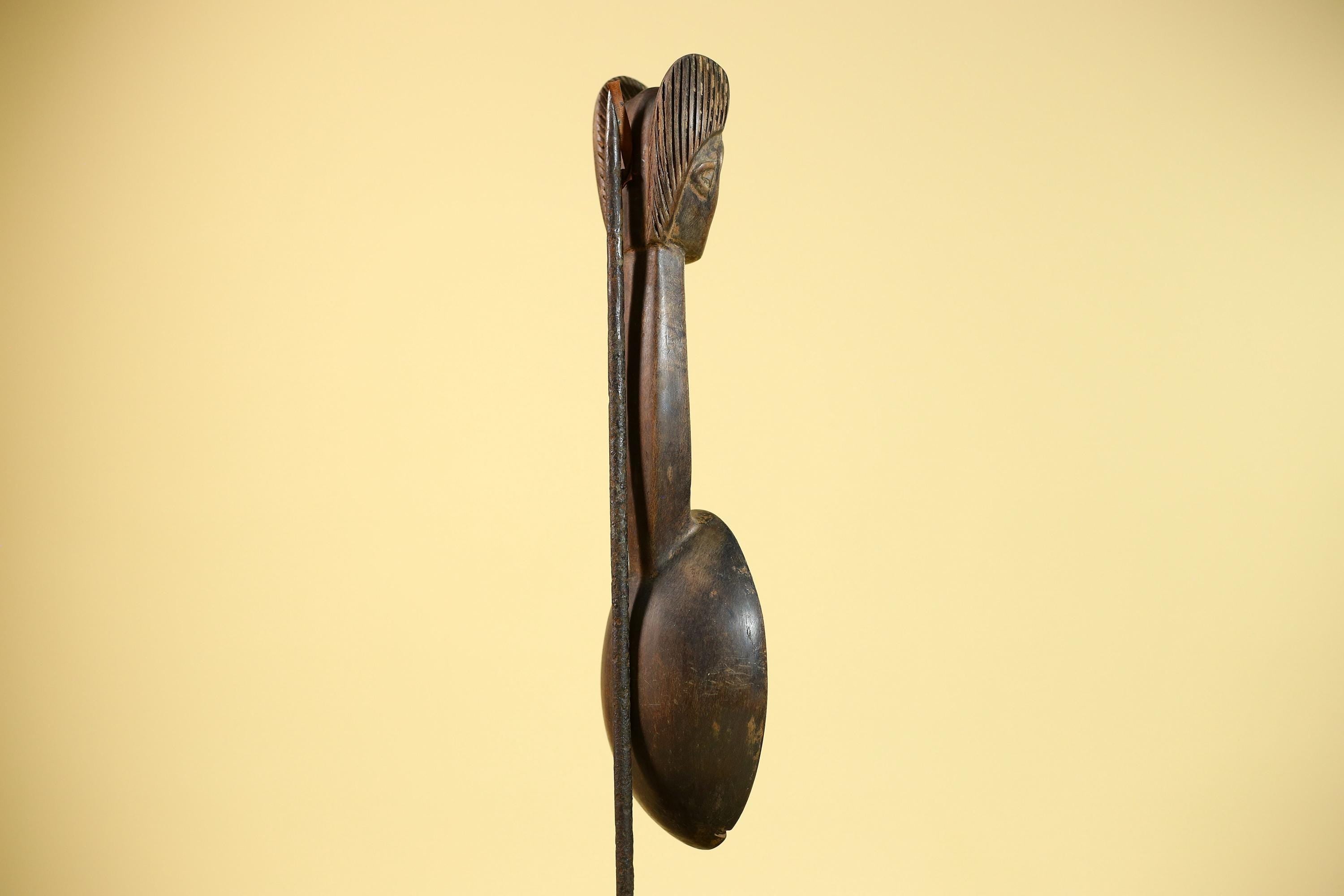Songye Tribe African Head Sculpture: Hand-Carved Wood Congo Art-G5862