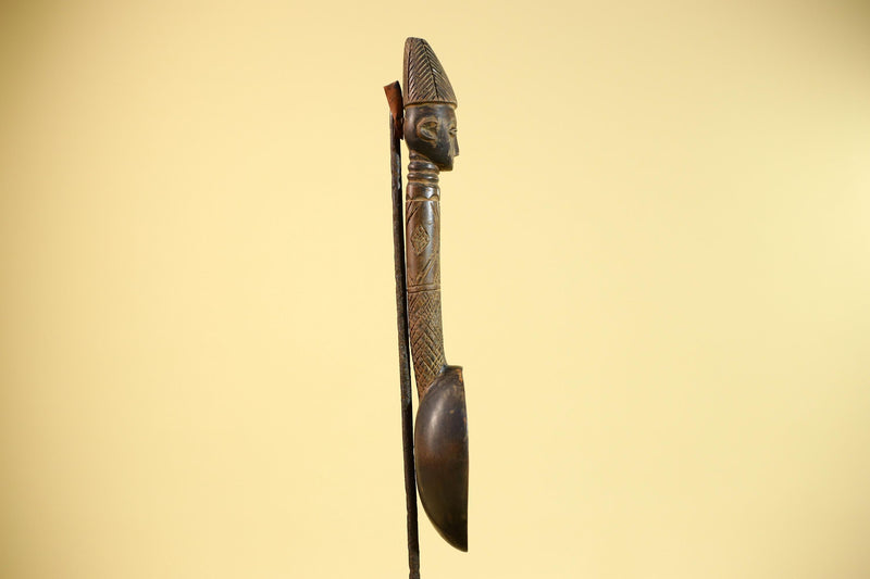 Songye Tribe African Head Sculpture: Hand-Carved Wood Congo Art-G5863