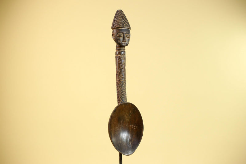 Songye Tribe African Head Sculpture: Hand-Carved Wood Congo Art-G5863