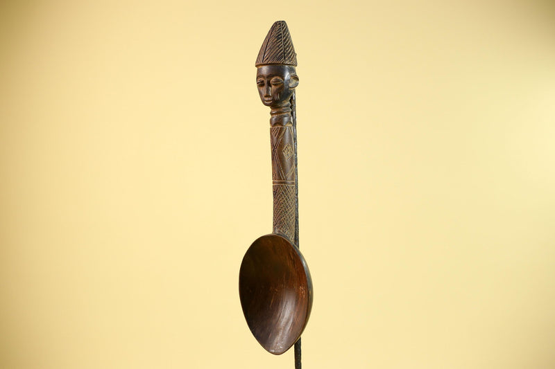 Songye Tribe African Head Sculpture: Hand-Carved Wood Congo Art-G5863