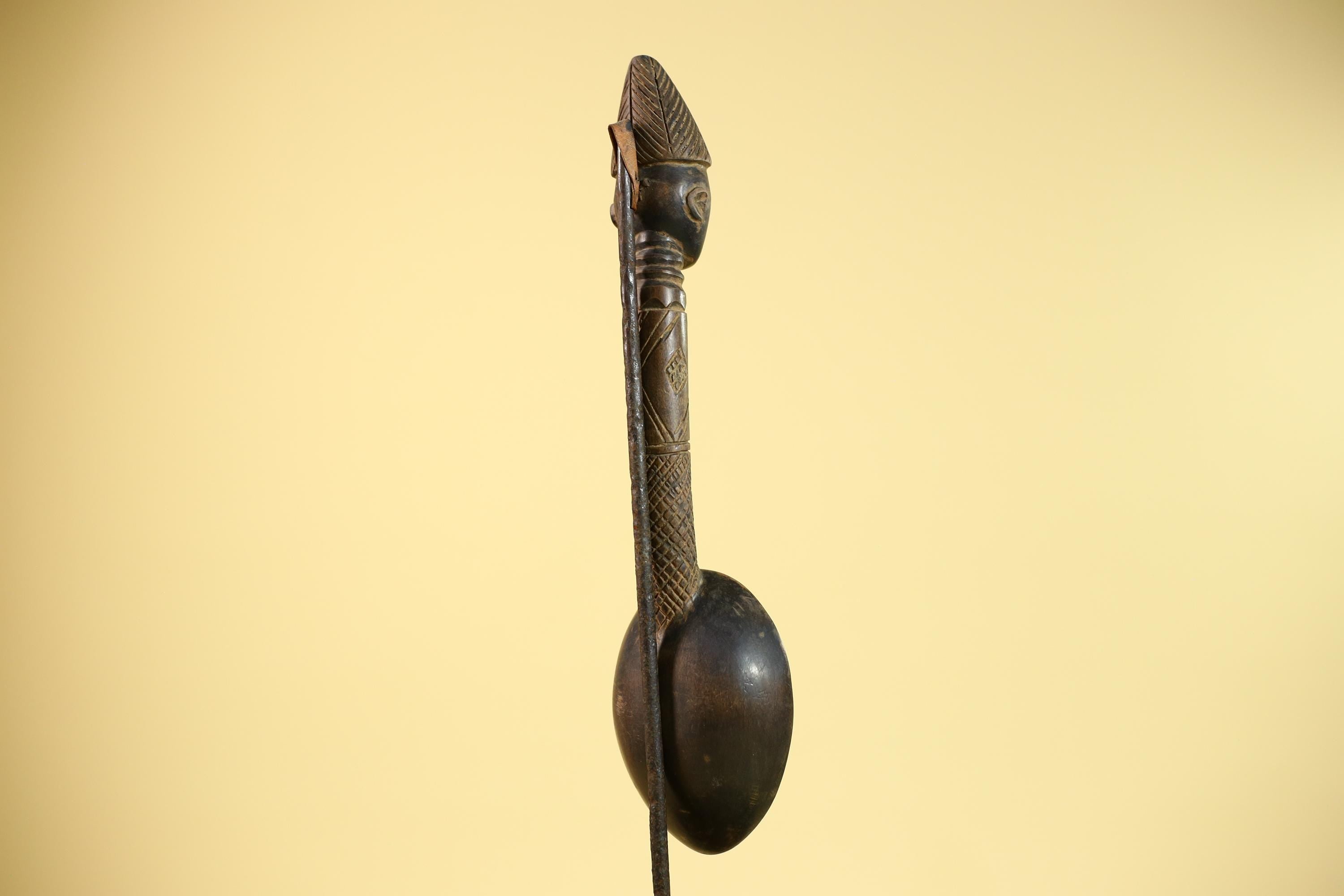Songye Tribe African Head Sculpture: Hand-Carved Wood Congo Art-G5863