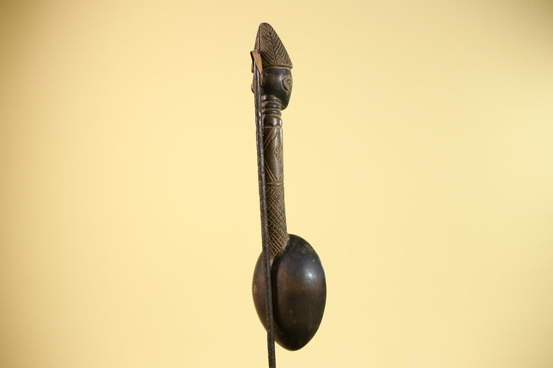 Songye Tribe African Head Sculpture: Hand-Carved Wood Congo Art-G5863