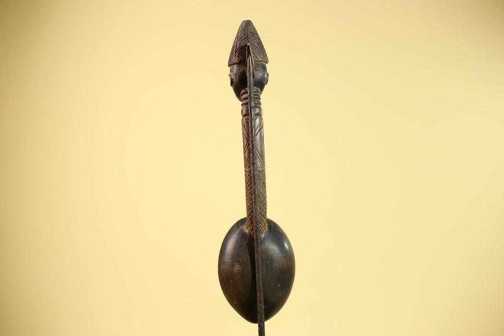 Songye Tribe African Head Sculpture: Hand-Carved Wood Congo Art-G5863