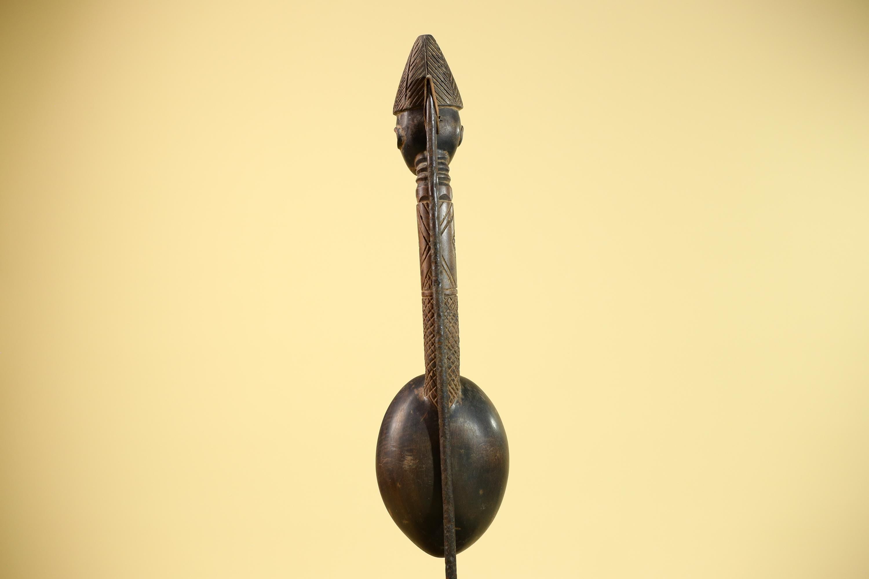 Songye Tribe African Head Sculpture: Hand-Carved Wood Congo Art-G5863