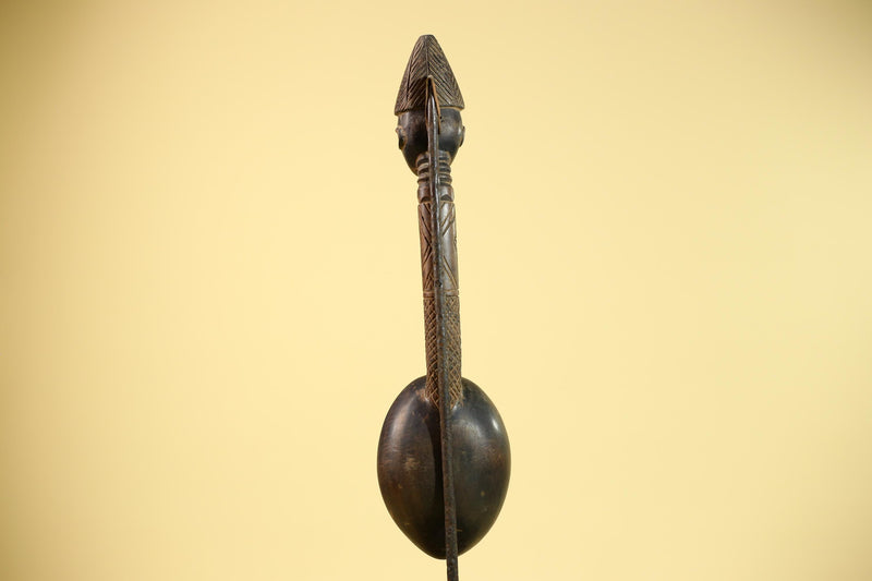 Songye Tribe African Head Sculpture: Hand-Carved Wood Congo Art-G5863