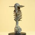 African Nail Fetish Statue Carved Wood Congo Tribal Ritual Art Decor Sculpture Decor-G5868