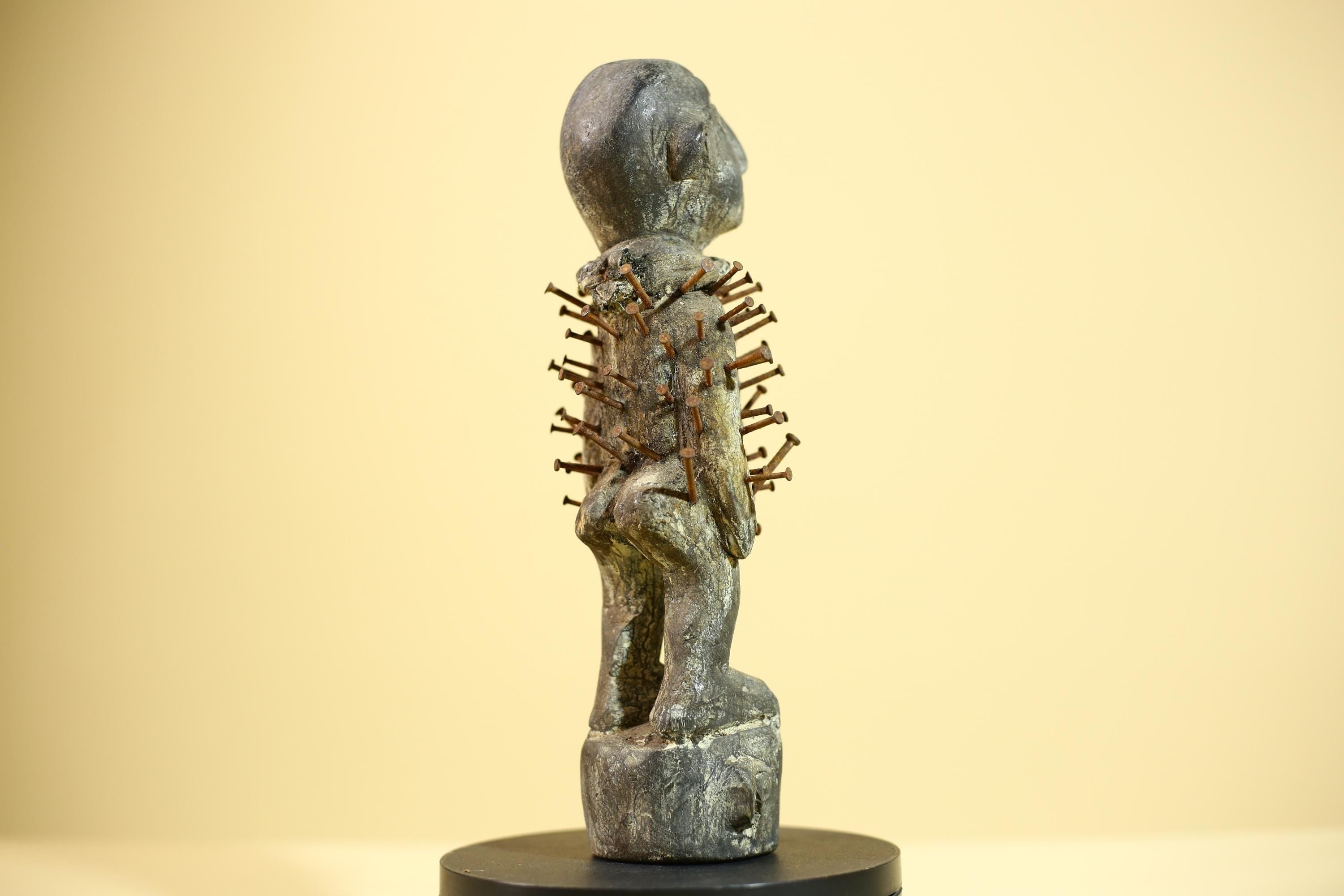 African Nail Fetish Statue Congo Ritual Figure Wood Tribal Art Decor Sculpture Decor-G5869