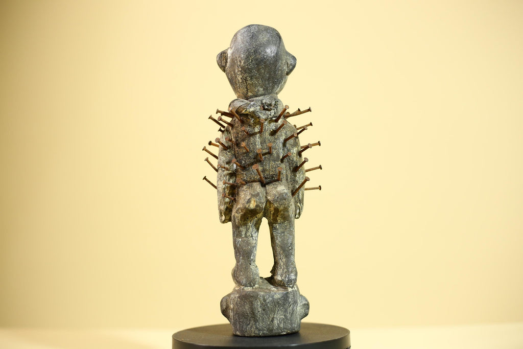 African Nail Fetish Statue Congo Ritual Figure Wood Tribal Art Decor Sculpture Decor-G5869
