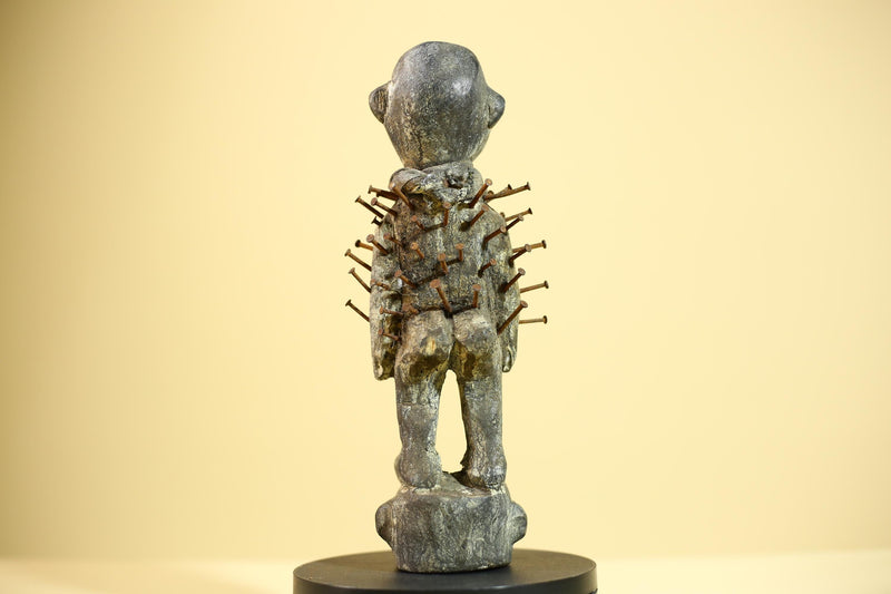 African Nail Fetish Statue Congo Ritual Figure Wood Tribal Art Decor Sculpture Decor-G5869