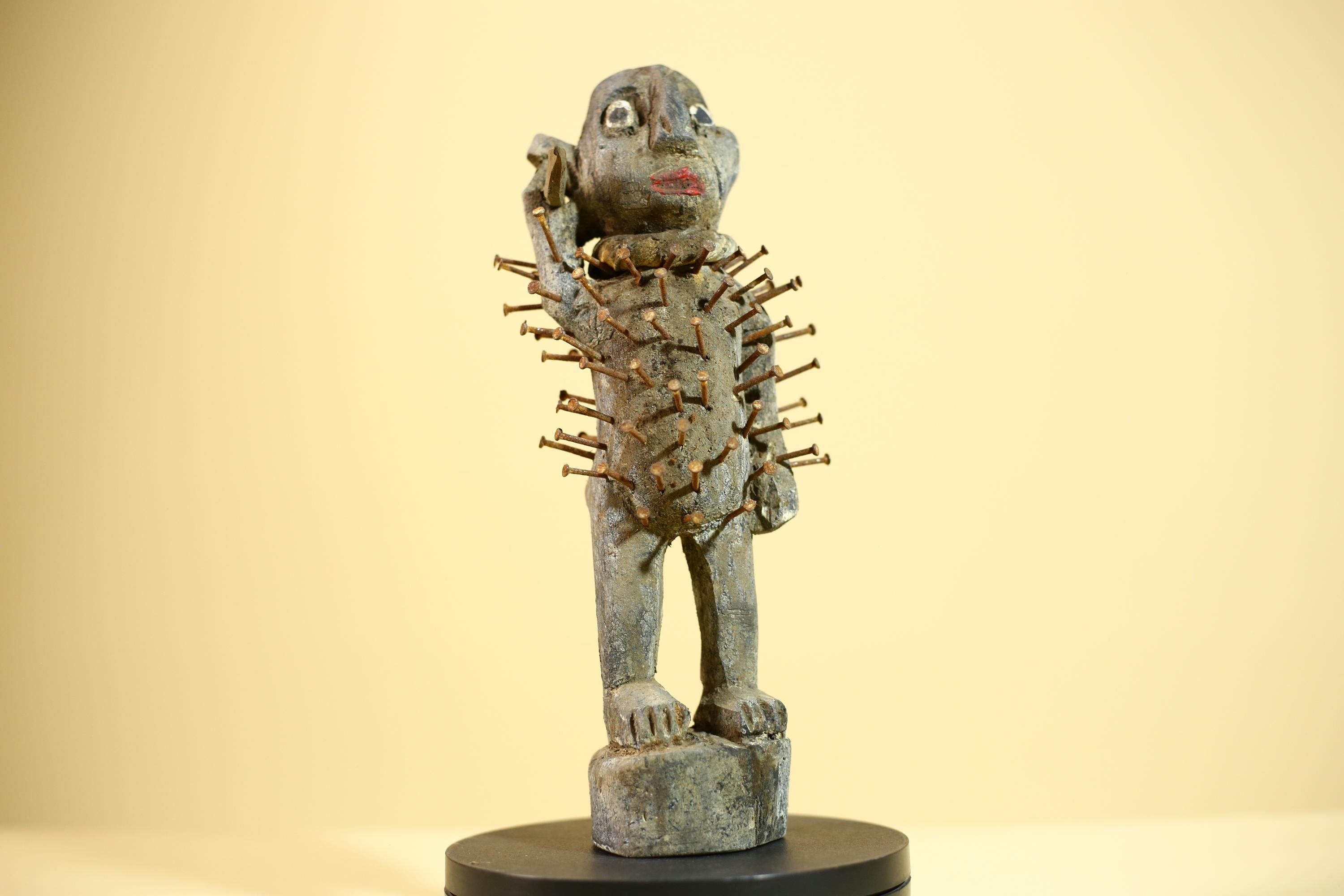 African Nkisi Nkondi Statue Carved Wood Nails Congo Tribal Ritual Art Decor-G5873