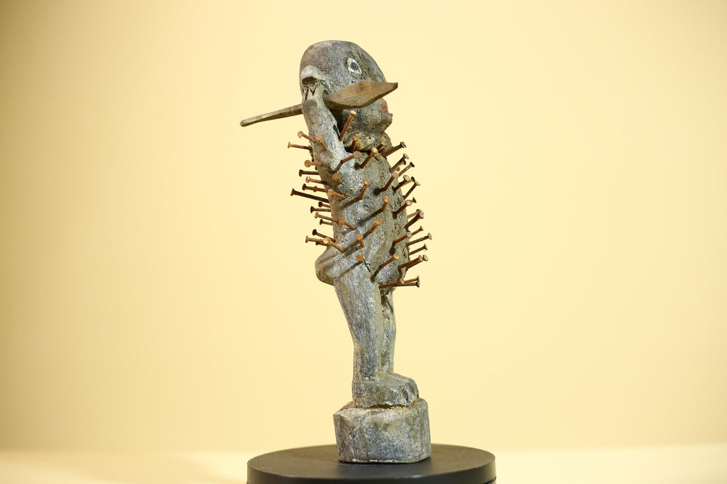 African Nkisi Nkondi Statue Carved Wood Nails Congo Tribal Ritual Art Decor-G5873