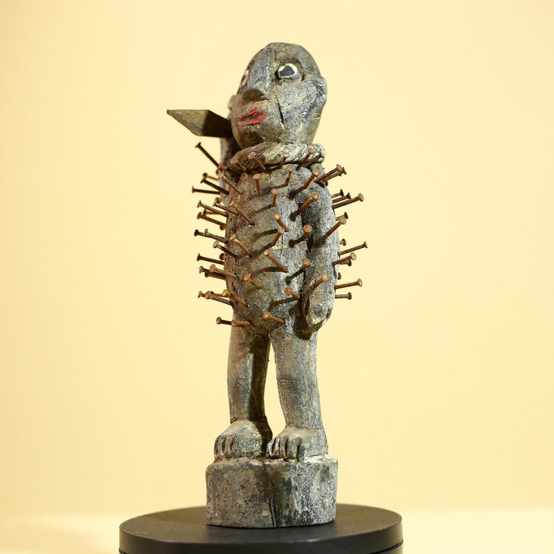 African Nkisi Nkondi Statue Carved Wood Nails Congo Tribal Ritual Art Decor-G5873