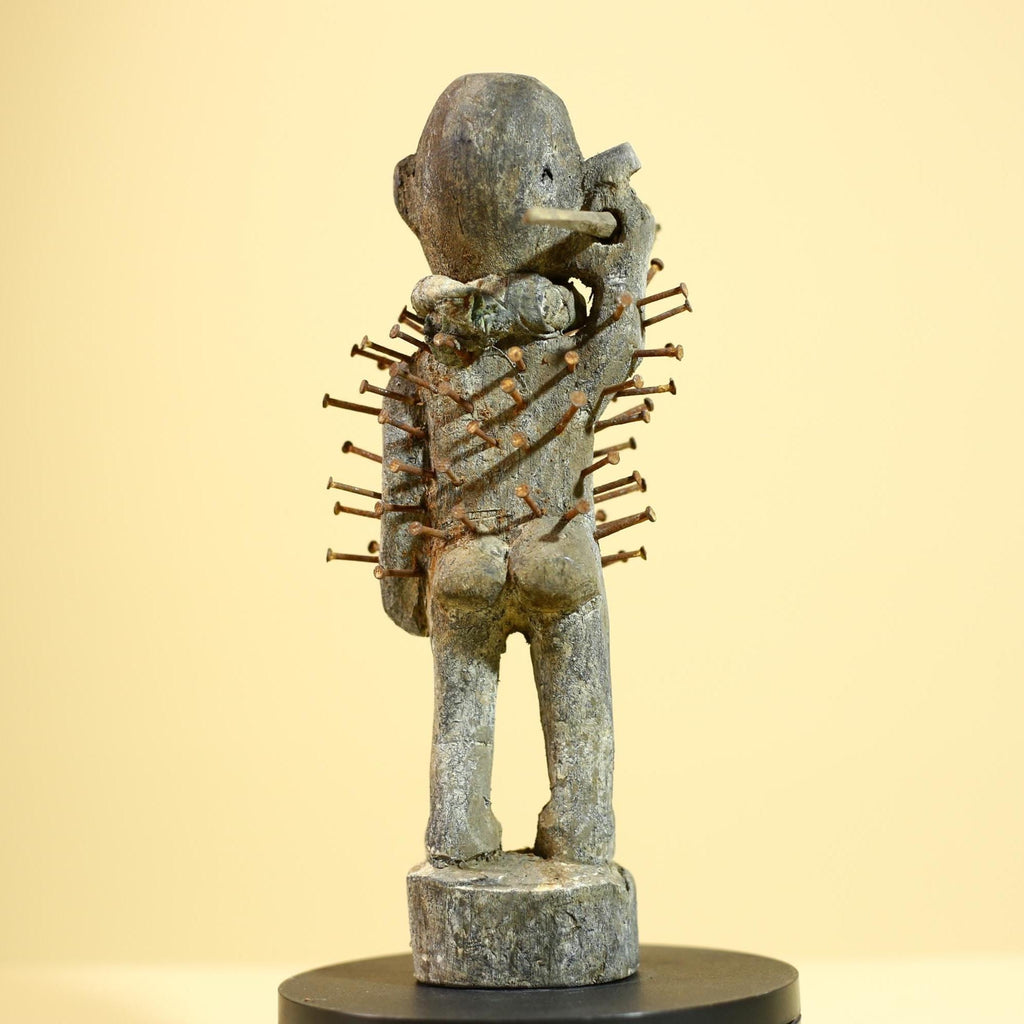 African Nkisi Nkondi Statue Carved Wood Nails Congo Tribal Ritual Art Decor-G5873