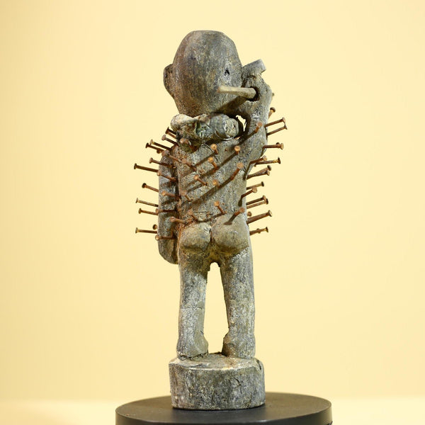 African Nkisi Nkondi Statue Carved Wood Nails Congo Tribal Ritual Art Decor-G5873
