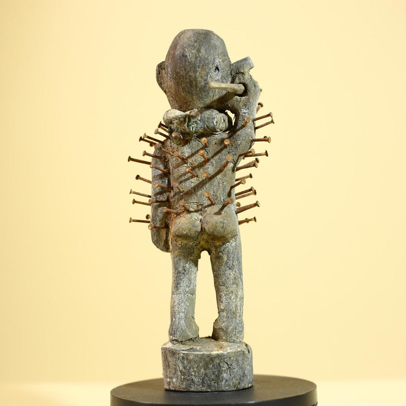 African Nkisi Nkondi Statue Carved Wood Nails Congo Tribal Ritual Art Decor-G5873