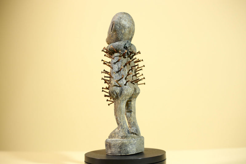 Tribal Congo Nkisi Nkondi Statue African Carved Wood Nail Ritual Figure Art-G5874