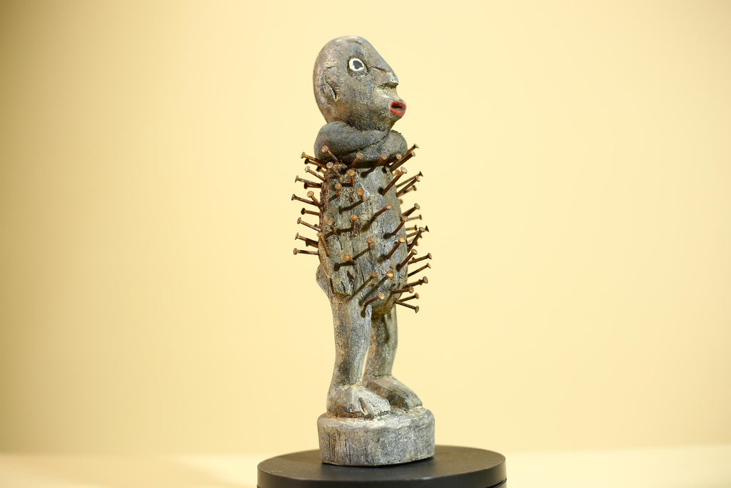 Tribal Congo Nkisi Nkondi Statue African Carved Wood Nail Ritual Figure Art-G5874