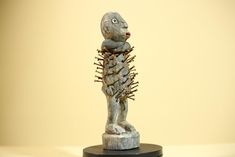 Tribal Congo Nkisi Nkondi Statue African Carved Wood Nail Ritual Figure Art-G5874